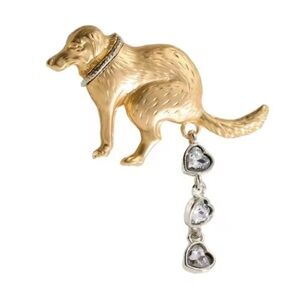 Pooping Gold Dog Brooch